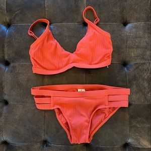 Seafolly - Coral Ribbed Bikini Top & Bottom - Size 10 - D CUP